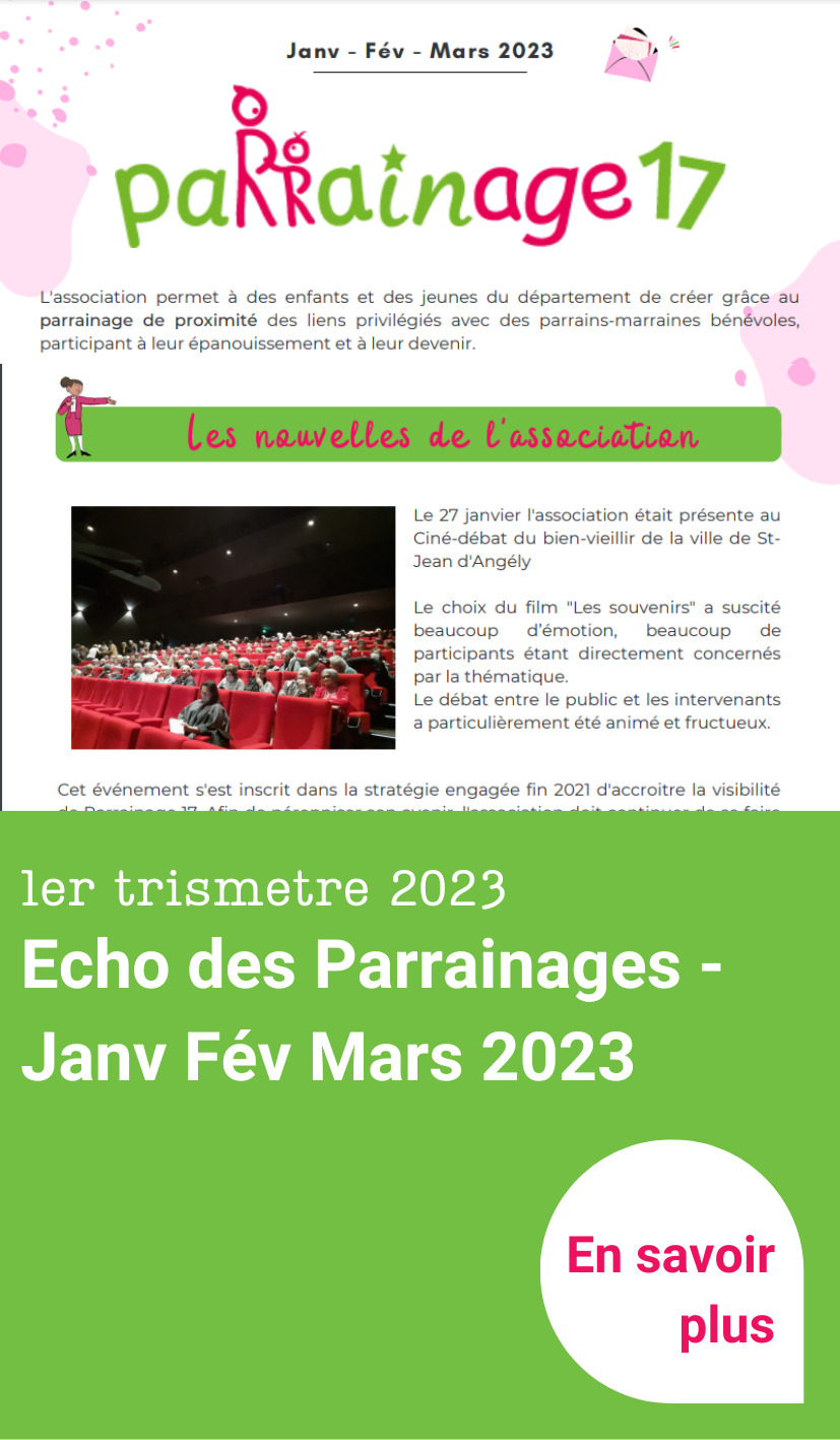 Echo des parrainages Janvier Février Mars 2023